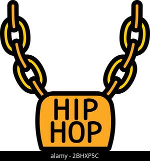 Icona della collana a forma di Hiphop. Contorno collana hiphop icona vettoriale per web design isolato su sfondo bianco Illustrazione Vettoriale