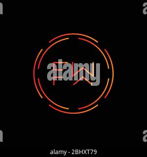 Modello vettoriale per il disegno del logo FW della lettera iniziale. Vettore con logo FW alfabetico creativo collegato Illustrazione Vettoriale