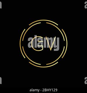 Lettera iniziale GV modello vettoriale di progettazione di Logo creativi. Design del logo GV Digital Luxury Letter Illustrazione Vettoriale