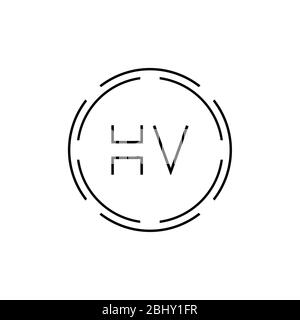 Modello vettore di progettazione logo HV. Illustrazione vettoriale HV della lettera circolare iniziale Illustrazione Vettoriale