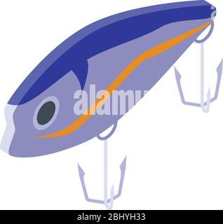 Icona colorata di esca da pesca, stile isometrico Illustrazione Vettoriale