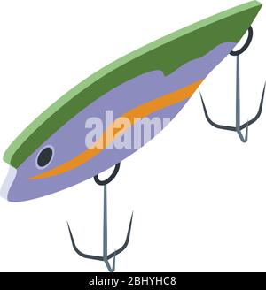 Icona di esca di pesce al silicio, stile isometrico Illustrazione Vettoriale