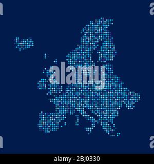 Mappa europea realizzata con un modello di punti a mezzitoni Illustrazione Vettoriale