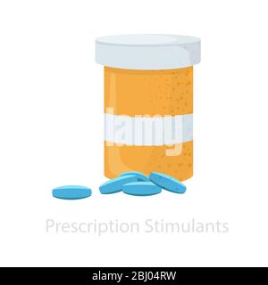 Compresse antidepressive e un vasetto per la loro conservazione. La prescrizione di concetto Illustrazione Vettoriale