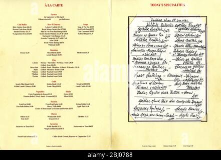 Carrier Collection of Menus - Wilton's Restaurant - 55 Jermyn Street, London, England Foto Stock