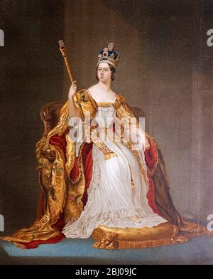 Regina Vittoria in coronazione vestito 20 giugno 1837 - molti alimenti sono chiamati dopo la Regina Vittoria, tra cui Victoria prugne e Victoria spugne. Foto Stock