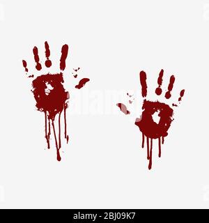 Impressioni di palmi umani sanguinosi con sangue che scorre Illustrazione Vettoriale
