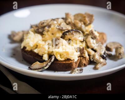 Funghi porcini selvaggi (cep) su toast senza glutine Foto Stock