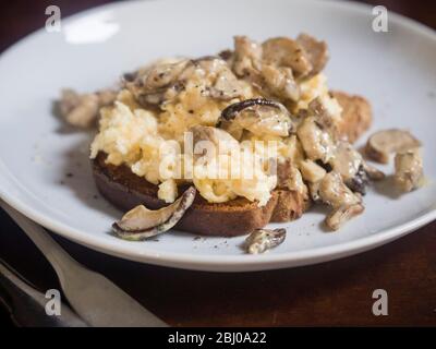 Funghi porcini selvaggi (cep) su toast senza glutine Foto Stock