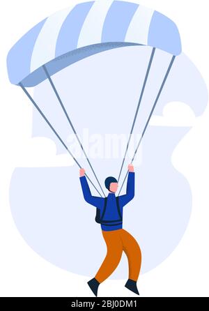 Parapendio volare su un paracadute parapendio. Il concetto di parapendio Illustrazione Vettoriale