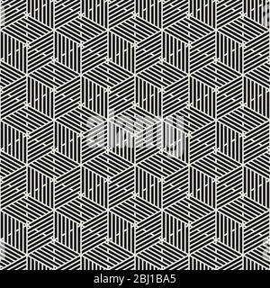 Pattern geometrico vettoriale senza giunture. Reticolo semplice di linee astratte. Strisce ripetute e forme triangolari piastrelle. Illustrazione Vettoriale