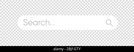 Barra di ricerca, caselle di ricerca su sfondo trasparente - vettore di azioni. eps 10 Illustrazione Vettoriale
