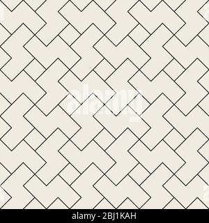 Modello di tiling geometrico Vector senza giunture. Reticolo semplice di linee astratte. Ripetizione del disegno di sfondo degli elementi intersecanti. Illustrazione Vettoriale