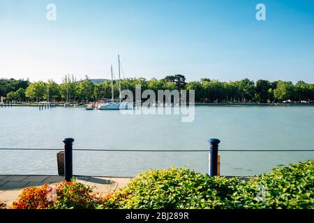 passeggiata sul lago Balaton a Balatonfured, Ungheria Foto Stock