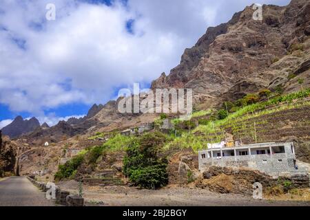 Paesaggio di montagna sull'isola di Santo Antao, Capo Verde, Africa Foto Stock