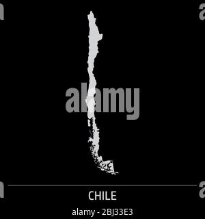 Immagine icona mappa Cile su sfondo grigio con etichetta Illustrazione Vettoriale