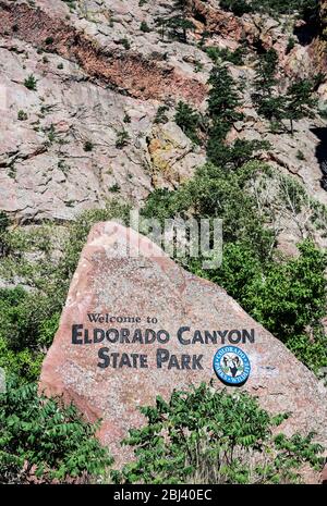 Eldorado Canyon state Park in Colorado. Foto Stock