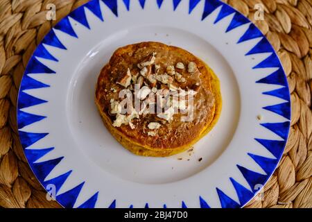 Pancake fatti in casa di zucca Foto Stock