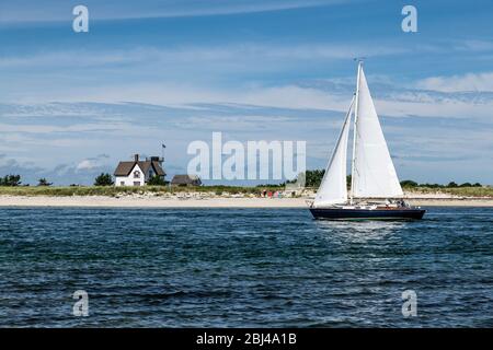 Stage Harbour Lighthouse a Chatham a Cape Cod. Foto Stock