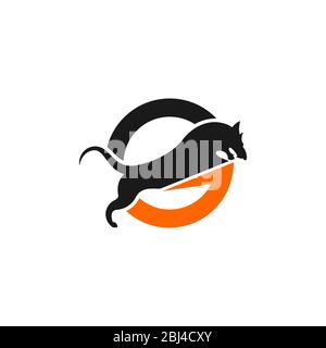 Wolf, modello iniziale di design del logo grafico lettera G, isolato su sfondo bianco. Illustrazione Vettoriale