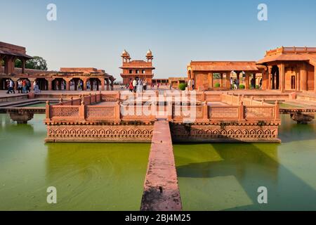 Agra, Utttar Pradesh / India - 5 ottobre 2019: Fatehpur Sikri, ex capitale dell'Impero Mughal fondata nel 1571 dall'imperatore Akbar, un mondo UNESCO HE Foto Stock