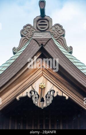 Una sezione del tetto del Tempio Hokokuji a Kamakura, Giappone Foto Stock