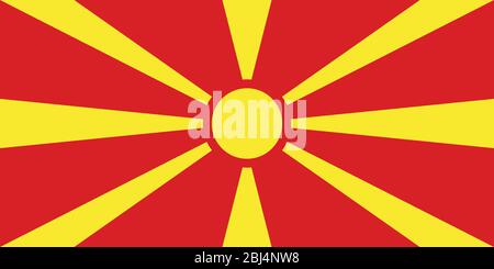 Bandiera ufficiale grande piatto della Macedonia del Nord orizzontale Foto Stock