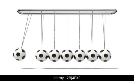 Palla da calcio sulla base di Newton. illustrazione 3d con sfere sul pendolo  newton Foto stock - Alamy