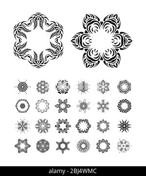 Mandala. Set di motivi ornamentali rotondi. Foto Stock