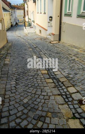 Scena stradale nel centro di Melk in autunno, Melk, bassa Austria, Austria Foto Stock