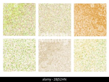 Sfondo mosaico astratto di pixel senape. Sfondo astratto con texture senape. Colore senape Foto Stock