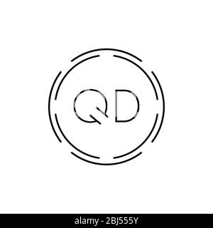 Modello vettore di disegno del logo QD della lettera iniziale. Digital Abstract Circle QD Letter Logo Design Illustrazione Vettoriale