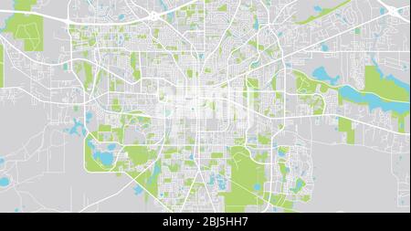 Mappa urbana vettoriale della città di Tallahassee, USA. Florida capitale dello stato Illustrazione Vettoriale