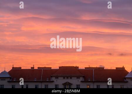 Skyline di Vienna al tramonto, Vienna, bassa Austria, Austria Foto Stock