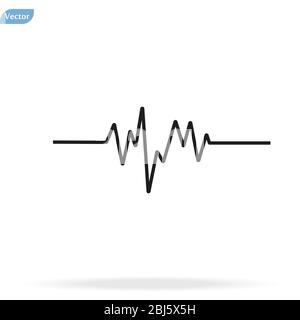 Icona vettore frequenza cardiaca del polso in stile piatto. Frequenza cardiaca, icona frequenza battito cardiaco, diagramma di stato, forma d'onda, vettore Illustrazione Vettoriale