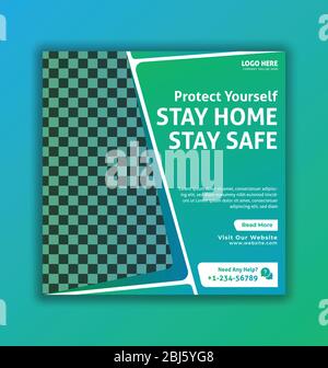 Covid-19 Coronavirus Social Media Banner Template, Medical Health social media banner su coronavirus, social media banner template Illustrazione Vettoriale