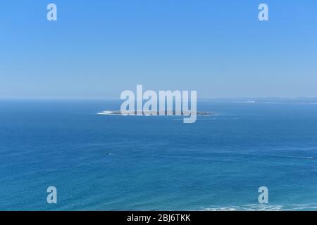 Robben Island visto da Signal Hill, Città del Capo, Sud Africa Foto Stock