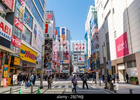 Vista di Akihabara a Tokyo Foto Stock