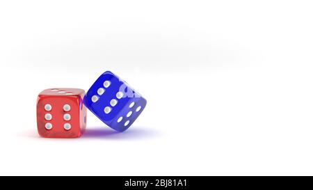 Il rosso e il blu piastrine su sfondo bianco Foto Stock