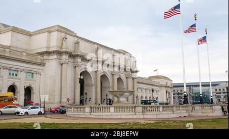 Union Station a Washington DC. Vista laterale Foto Stock