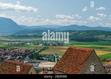 Veduta aerea di Rasnov, Brasov, Romania Foto Stock