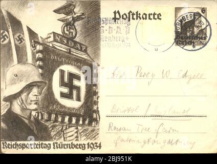 Cartolina ufficiale per il 1934 Nurnberg Rally 1934 Foto Stock