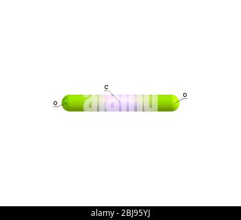 L'anidride carbonica (CO2) è un composto chimico presente in natura composto da 2 atomi di ossigeno ciascuno legato covalentemente doppio ad un singolo atomo di carbonio. Io Foto Stock