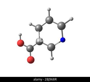 La niacina (B3 o acido nicotinico) è un composto organico con la formula C6H5N02. Foto Stock