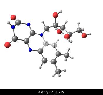 La riboflavina (vitamina B2) è un micronutriente colorato facilmente assorbito, con un ruolo chiave nel mantenimento della salute negli esseri umani e in altri animali. Foto Stock