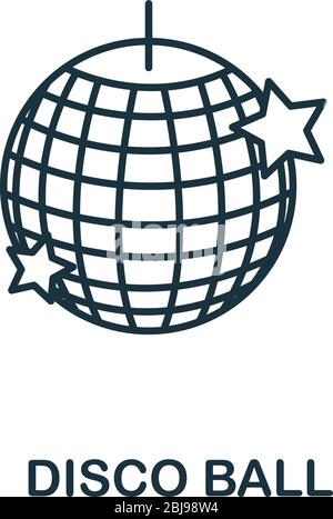 Icona disco Ball della collezione party. Semplice elemento linea disco sfera simbolo per modelli, web design e infografica Illustrazione Vettoriale