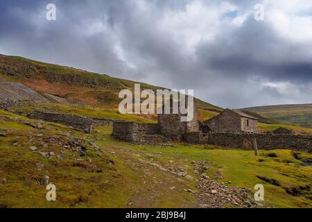 Le rovine di Crackpot Halll vicino a Keld, Swaledale, North Yorkshire Foto Stock