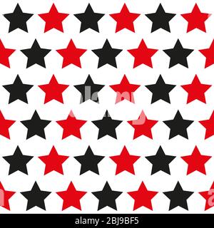 stelle rosse e nere su sfondo bianco. pattern senza giunture astratto vettoriale Illustrazione Vettoriale