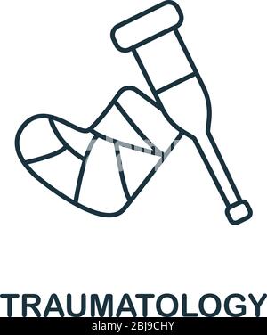 Icona traumatologica dalla collezione medica. Semplice elemento linea simbolo Traumatologia per modelli, web design e infografica Illustrazione Vettoriale