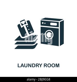 Icona lavanderia. Semplice illustrazione dalla collezione di lavanderia. Icona Creative lavanderia Room per web design, modelli, infografiche e altro ancora Illustrazione Vettoriale